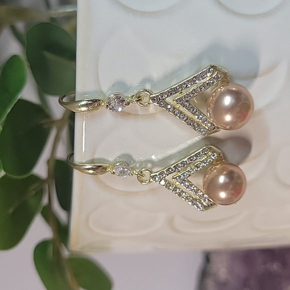 Jewelry - Chocolate Pearl CZ Drop Earrings, S925 wires